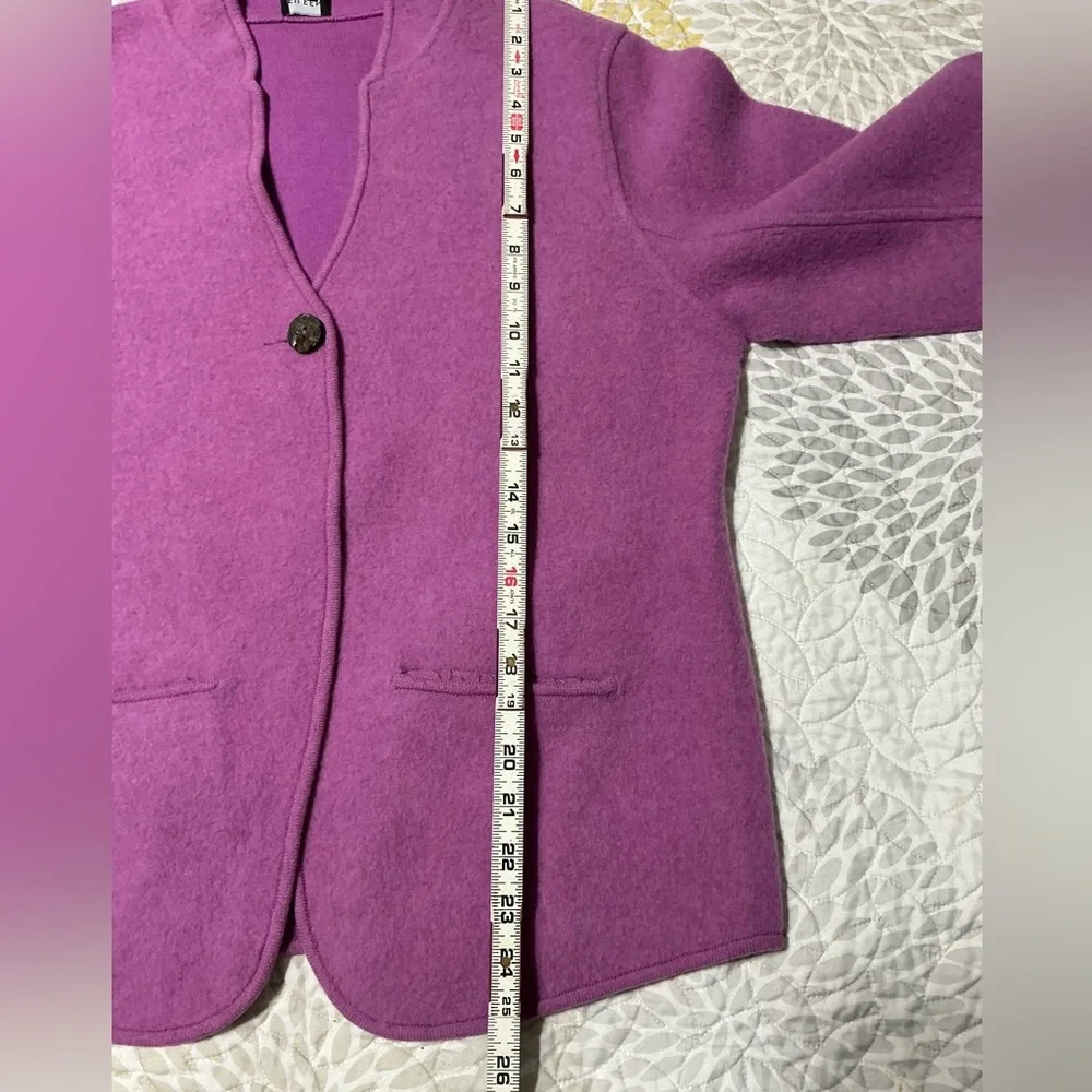 EUC Eileen Fisher Lambswool Cotton Single Button Lilac/Purple Jacket L